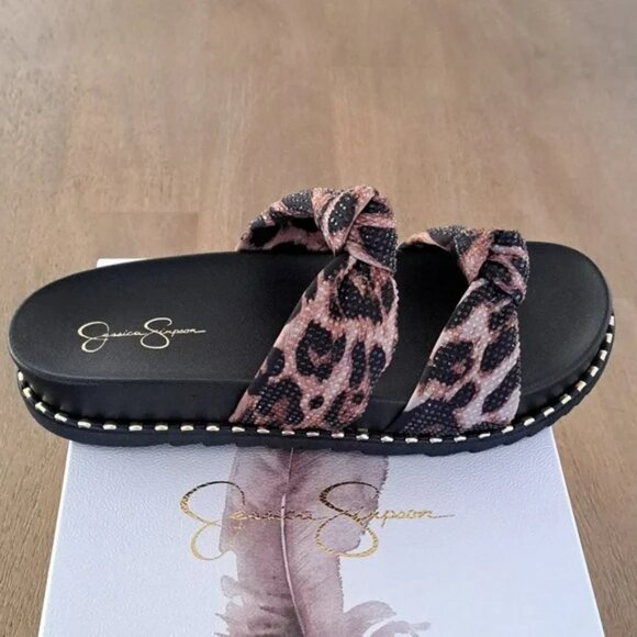 Jessica Simpson Shoes - Jessica Simpson Caralyna Leopard Rhinestone Knotted Chunky Sandals - Size: 8